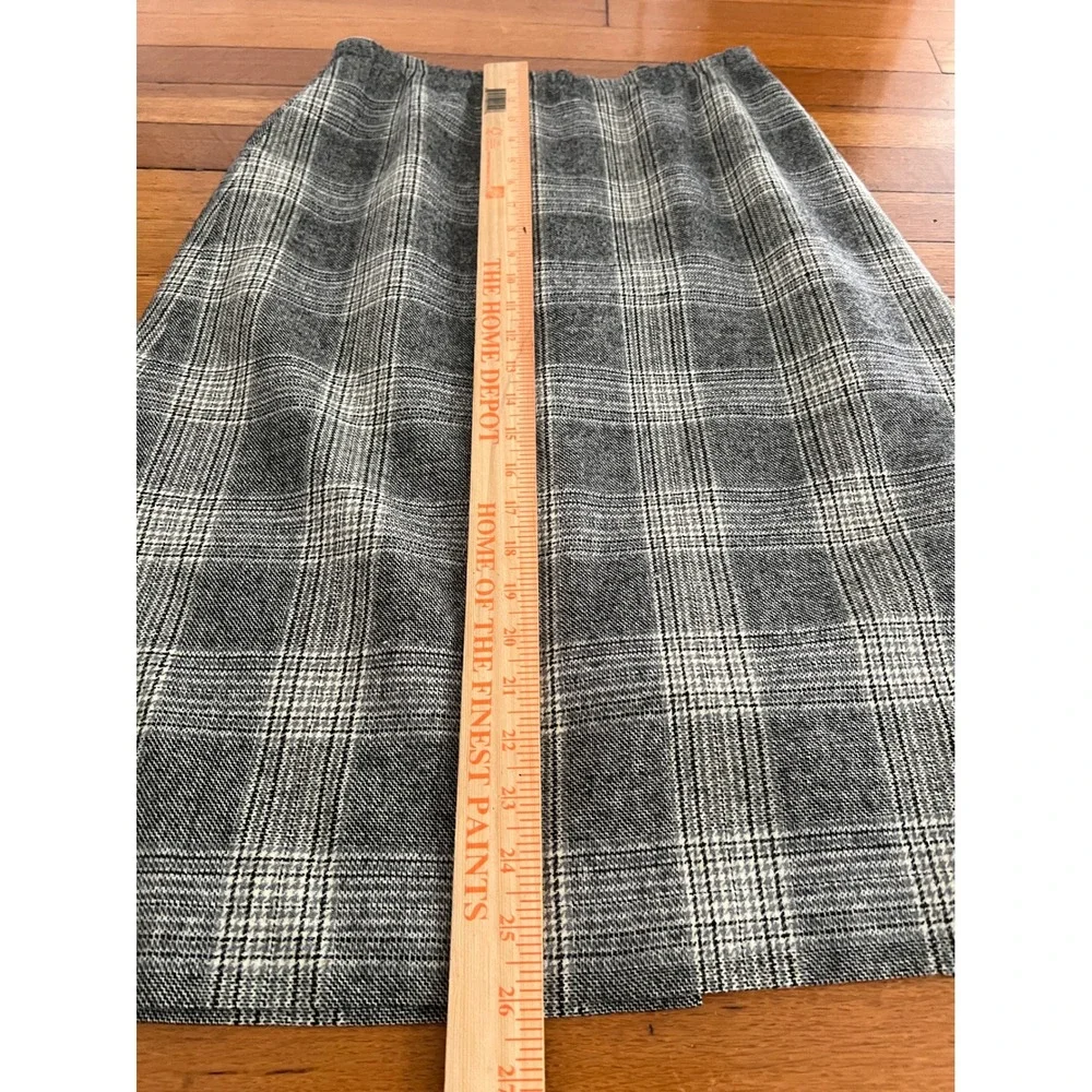 Vintage Pendleton Gray Plaid Virgin Wool Midi Skirt Womens Small 4 6 USA Made